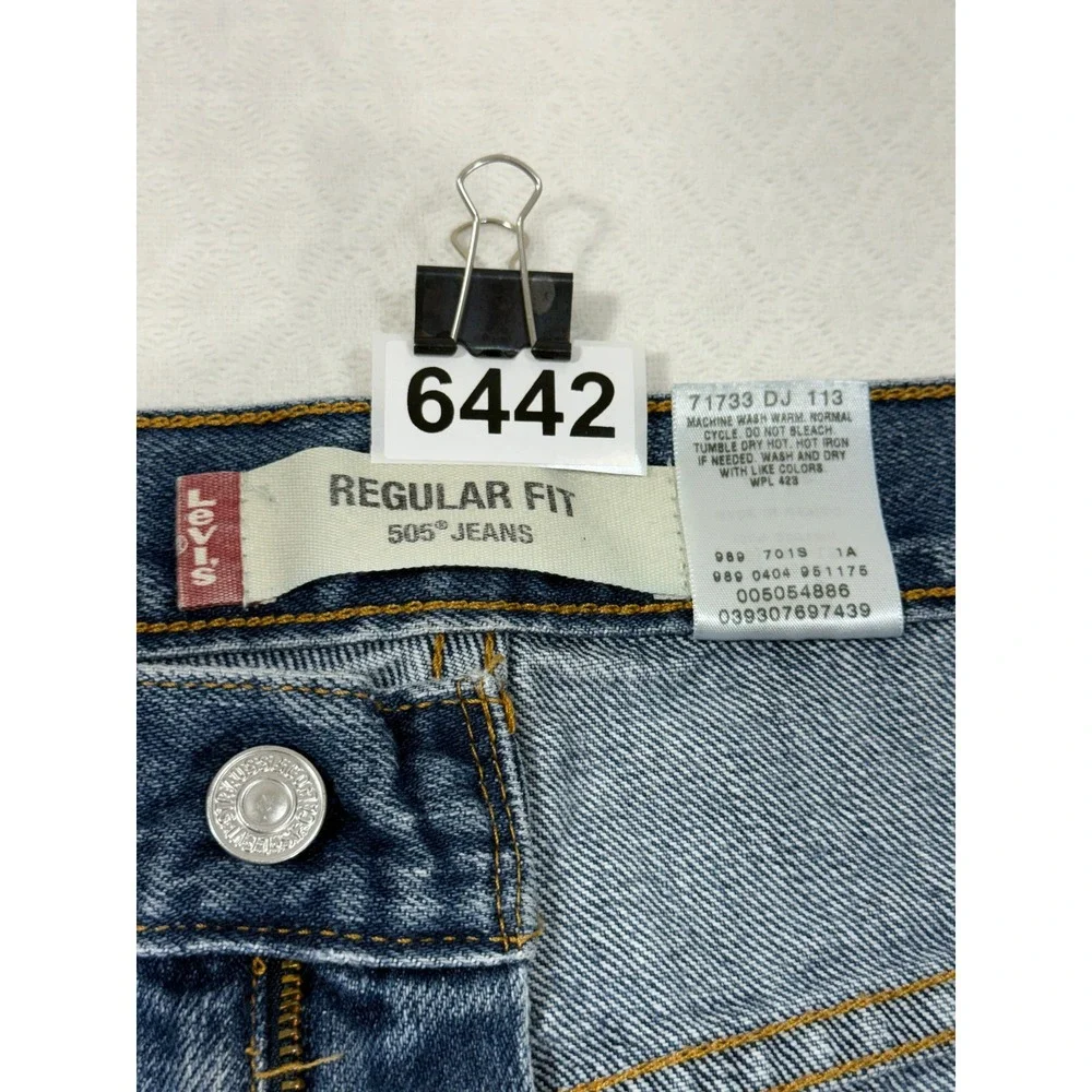 Levi's Jeans Men 36x31 505 Regular Fit Blue Straight Leg Denim Distressed Y2K